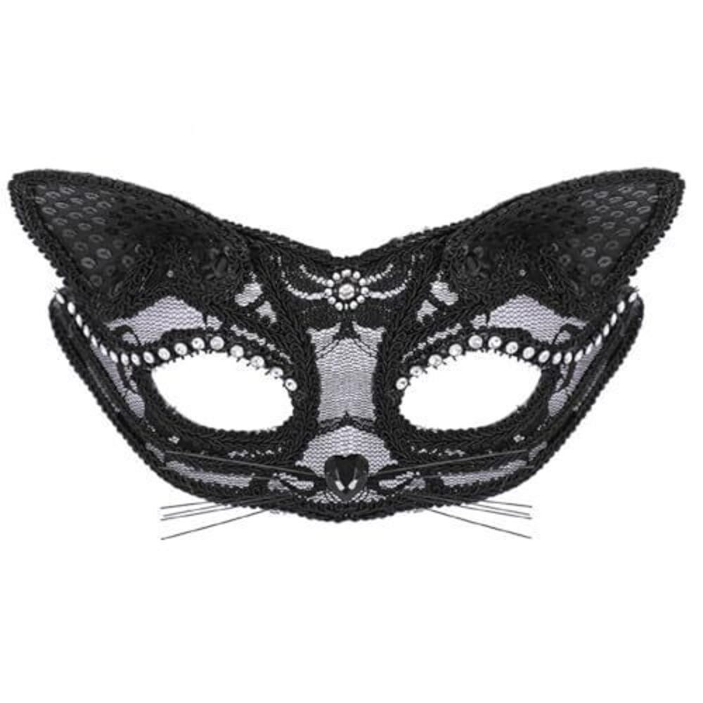 6608 Halloween Animal Cat Mask Masquerade,Half Face Lace Masquerade Eye